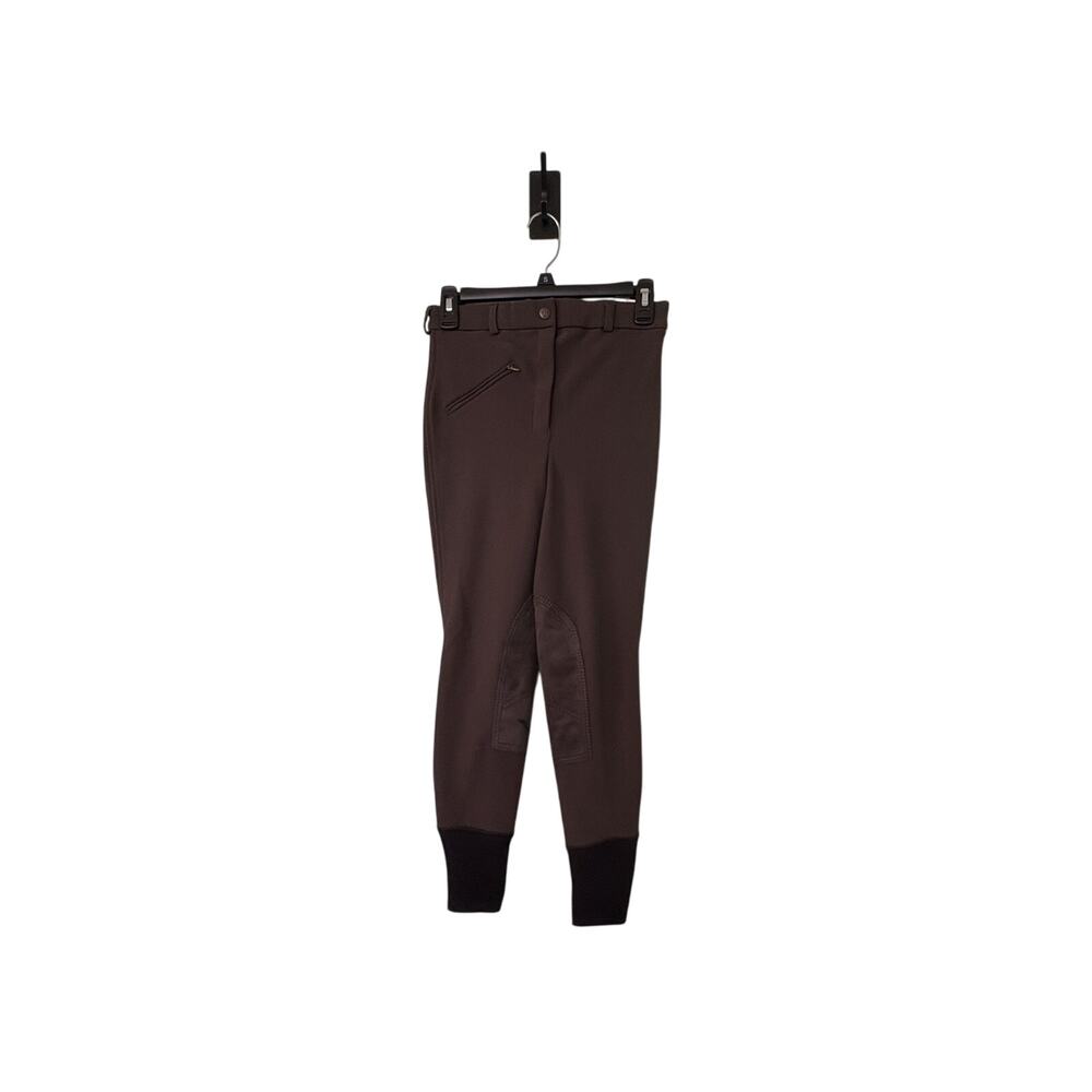 TuffRider Women’s 26 Charcoal Grey Ribbed Front Zip Knee Patch Breeches 27x26.5